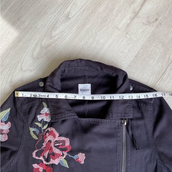 KENSIE Embroidered Asymmetrical Jacket Square Neck, Navy Blue - Picture 9 of 15